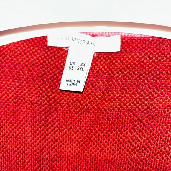 isaac mizrahi FALL red orange pink plaid opera duster cardigan sweater PLUS 3X - Picture 2 of 6